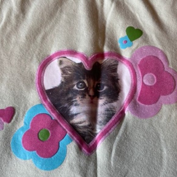 2/$30 Please Mum Light Green LS Cat with Hearts Girls Shirt Size M - Picture 2 of 10